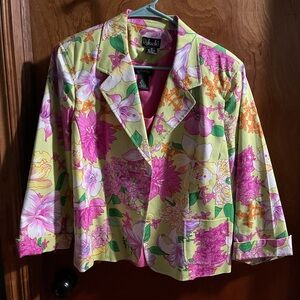 Rafaella Pink and Yellow Floral Blazer w/ Pink top set.